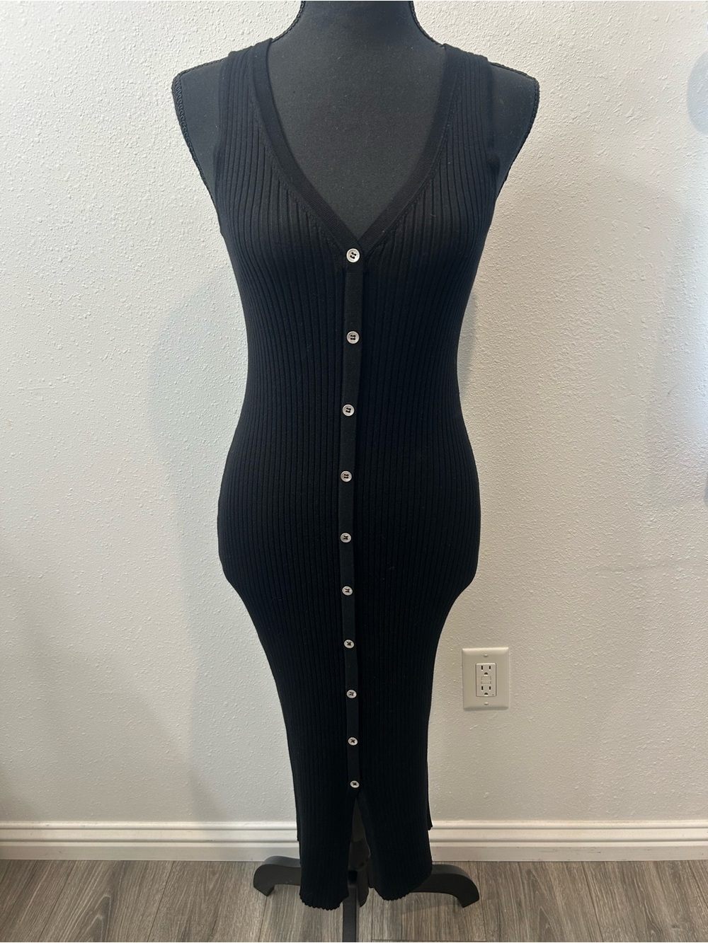 Calvin Klein Jeans Black Ribbed Knit Dress